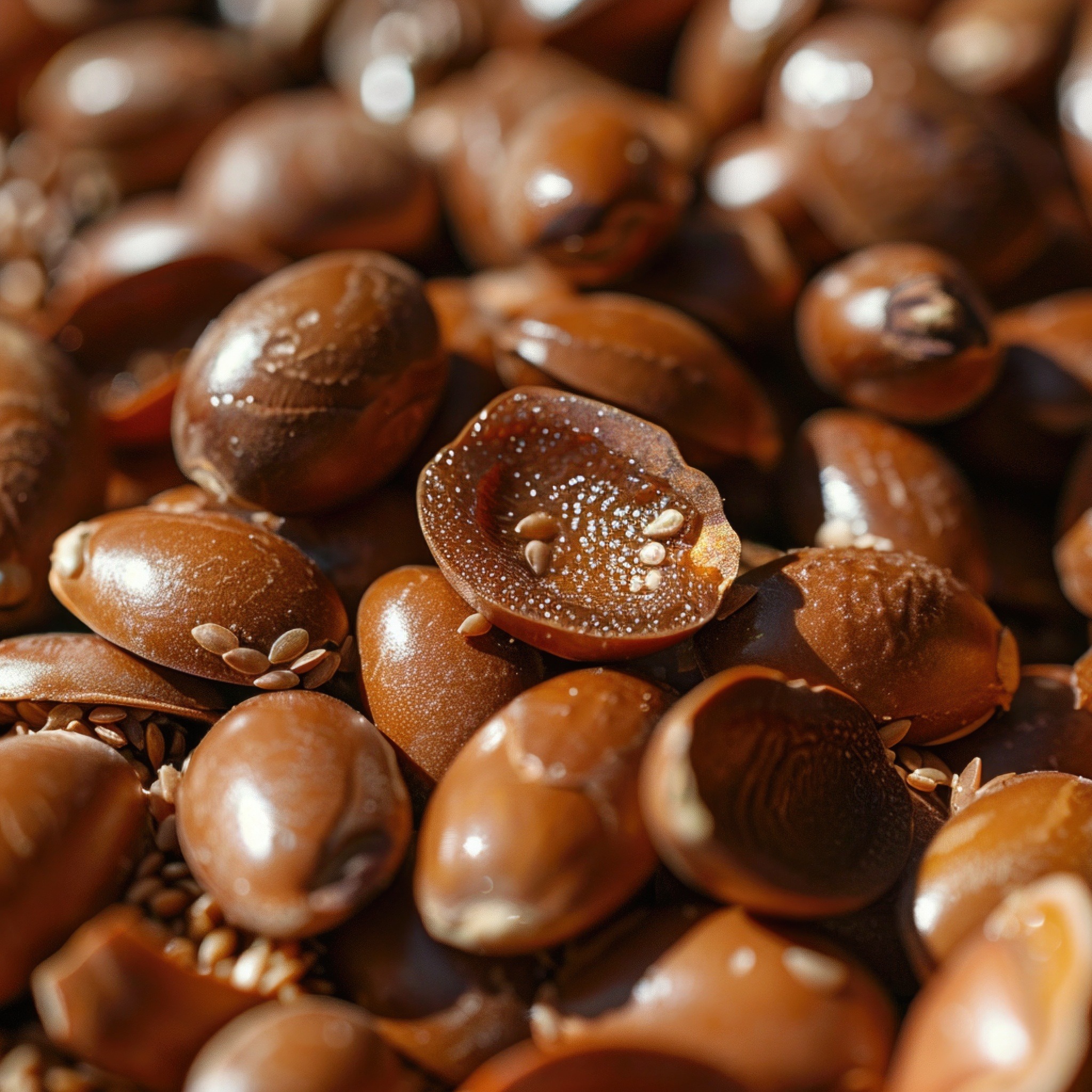 Close up of argan seeds for make argan oil